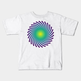 Sun Spiral Viridis Galaxy | Dark Peacock Yellow Green Blue Kids T-Shirt